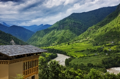 COMO Uma Punakha and a view of Punakha Valley
